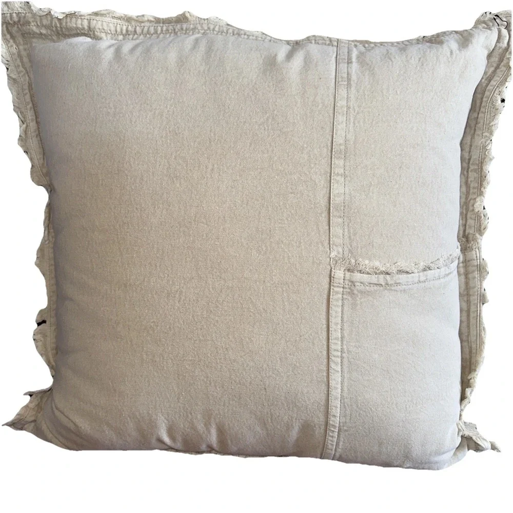 NWT Anthropologie Neutral Raw Hem 22x22in 100% Cotton Pillow‎ Retail $88